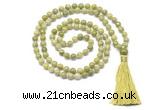 GMN8519 8mm, 10mm China jade 27, 54, 108 beads mala necklace with tassel