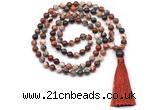GMN8524 8mm, 10mm brecciated jasper 27, 54, 108 beads mala necklace with tassel