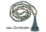 GMN8527 8mm, 10mm African turquoise 27, 54, 108 beads mala necklace with tassel