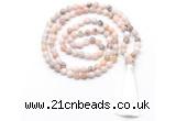 GMN8528 8mm, 10mm natural pink opal 27, 54, 108 beads mala necklace with tassel