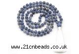 GMN8539 8mm, 10mm blue spot stone 27, 54, 108 beads mala necklace with tassel