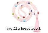 GMN8610 Hand-knotted 7 Chakra 8mm, 10mm rose quartz 108 beads mala necklace with tassel