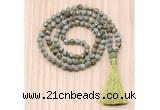 GMN8720 Hand-Knotted 8mm, 10mm Matte Rhyolite 108 Beads Mala Necklace