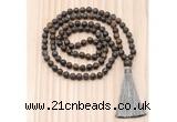 GMN8722 Hand-Knotted 8mm, 10mm Matte Bronzite 108 Beads Mala Necklace