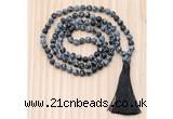 GMN8728 Hand-Knotted 8mm, 10mm Matte Snowflake Obsidian 108 Beads Mala Necklace