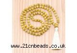 GMN8802 Hand-Knotted 8mm, 10mm Grade AA Golden Tiger Eye 108 Beads Mala Necklace