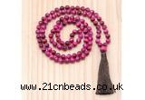 GMN8808 Hand-Knotted 8mm, 10mm Red Tiger Eye 108 Beads Mala Necklace