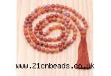 GMN8828 Hand-Knotted 8mm, 10mm Fire Agate 108 Beads Mala Necklace