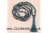 GMN8831 Hand-Knotted 8mm, 10mm Moss Agate 108 Beads Mala Necklace