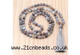 GMN8833 Hand-Knotted 8mm, 10mm Botswana Agate 108 Beads Mala Necklace