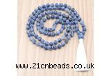 GMN8841 Hand-Knotted 8mm, 10mm Blue Spot Stone 108 Beads Mala Necklace