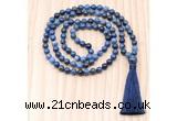 GMN8843 Hand-Knotted 8mm, 10mm Dumortierite 108 Beads Mala Necklace