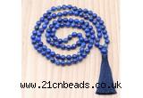 GMN8844 Hand-Knotted 8mm, 10mm Lapis Lazuli 108 Beads Mala Necklace