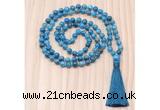 GMN8846 Hand-Knotted 8mm, 10mm Apatite 108 Beads Mala Necklace