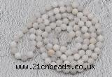 GMN904 Hand-knotted 8mm, 10mm matte white crazy agate 108 beads mala necklaces