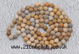 GMN907 Hand-knotted 8mm, 10mm matte fossil coral 108 beads mala necklaces