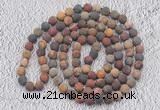 GMN910 Hand-knotted 8mm, 10mm matte picasso jasper 108 beads mala necklaces