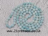 GMN924 Hand-knotted 8mm, 10mm matte amazonite 108 beads mala necklaces