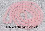 GMN929 Hand-knotted 8mm, 10mm matte rose quartz 108 beads mala necklaces
