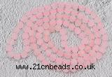 GMN929 Hand-knotted 8mm, 10mm matte rose quartz 108 beads mala necklaces