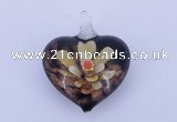 LP02 16*32*40mm heart inner flower lampwork glass pendants