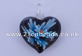 LP03 16*32*40mm heart inner flower lampwork glass pendants