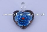 LP04 16*30*38mm heart inner flower lampwork glass pendants