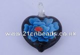 LP05 15*28*40mm heart inner flower lampwork glass pendants