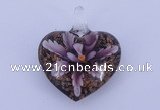 LP08 16*32*40mm heart inner flower lampwork glass pendants