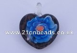 LP15 15*30*38mm heart inner flower lampwork glass pendants