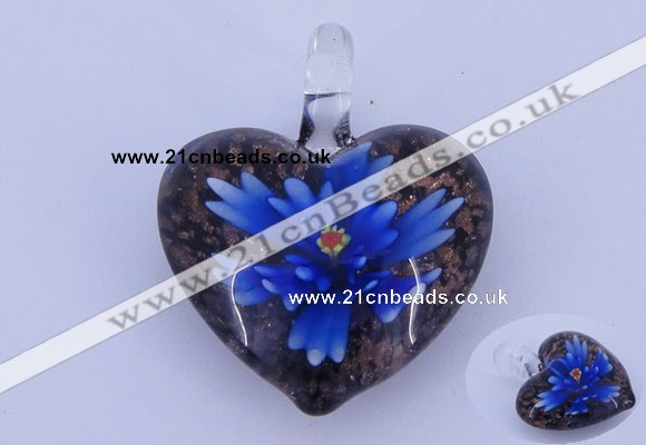 LP16 15*32*38mm heart inner flower lampwork glass pendants