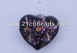 LP17 16*33*42mm heart inner flower lampwork glass pendants