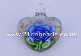 LP20 16*35*40mm heart inner flower lampwork glass pendants