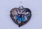 LP21 14*36*42mm heart inner flower lampwork glass pendants