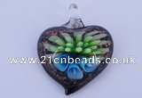 LP22 15*36*44mm heart inner flower lampwork glass pendants