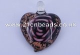 LP23 14*34*45mm heart inner flower lampwork glass pendants