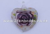 LP24 11*37*45mm heart inner flower lampwork glass pendants