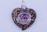 LP25 15*40*50mm heart inner flower lampwork glass pendants