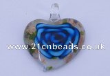 LP27 12*38*43mm heart inner flower lampwork glass pendants