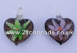 LP29 16*32*42mm heart inner flower lampwork glass pendants