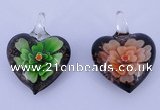 LP30 16*31*41mm heart inner flower lampwork glass pendants