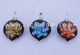 LP33 16*30*45mm heart inner flower lampwork glass pendants