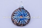 LP50 13*34*47mm flat round inner flower lampwork glass pendants