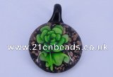 LP51 13*33*45mm flat round inner flower lampwork glass pendants