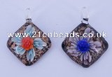 LP55 12*38*48mm diamond inner flower lampwork glass pendants