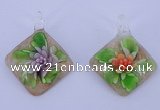 LP56 12*38*48mm diamond inner flower lampwork glass pendants