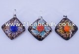 LP57 12*36*46mm diamond inner flower lampwork glass pendants