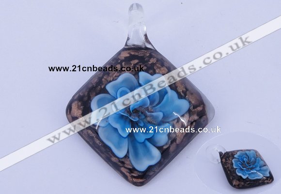 LP59 12*38*48mm diamond inner flower lampwork glass pendants