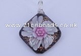 LP60 12*38*48mm diamond inner flower lampwork glass pendants