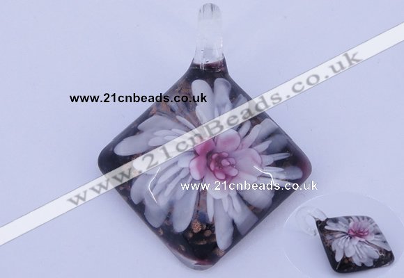 LP62 12*39*50mm diamond inner flower lampwork glass pendants